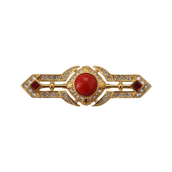 Dolce & Gabbana Gold Tone Brass Bow Crystal FauxPearl Embellished Brooch main image 0